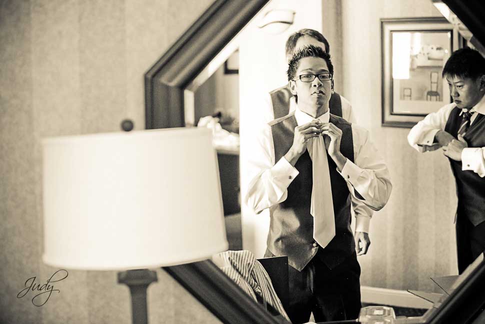 Huntington Hyatt Wedding Preparation Groom