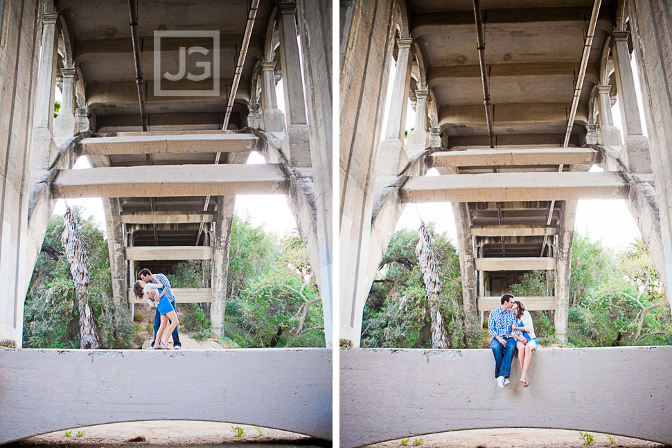 Pasadena Engagement Photos under a Bridge
