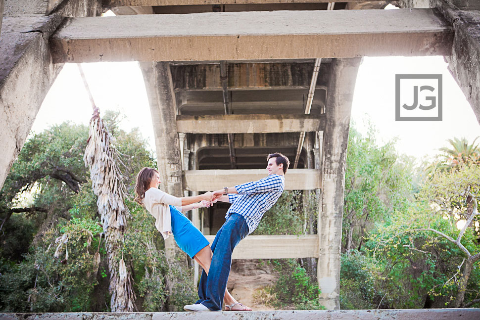 Pasadena Engagement Photos under a Bridge