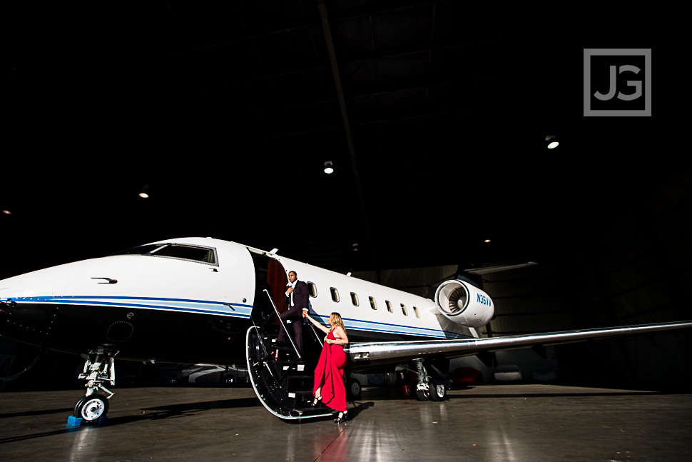 Boarding the private jet