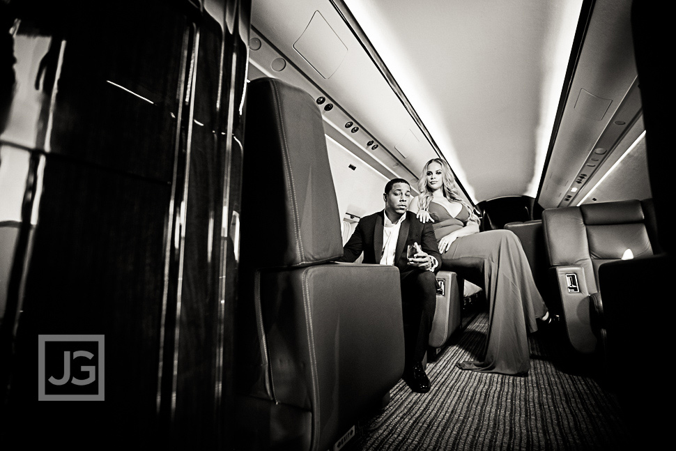 Private jet engagement photo