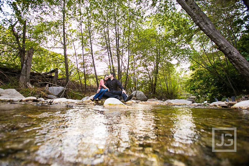 San Gabriel Mountains engagement photography stream
