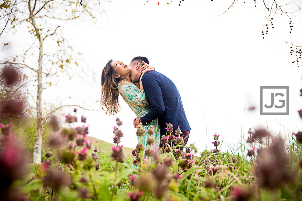 Irvine Engagement Photo with Flowers