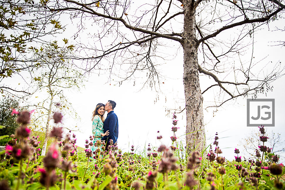 Irvine Engagement Photo with Flowers
