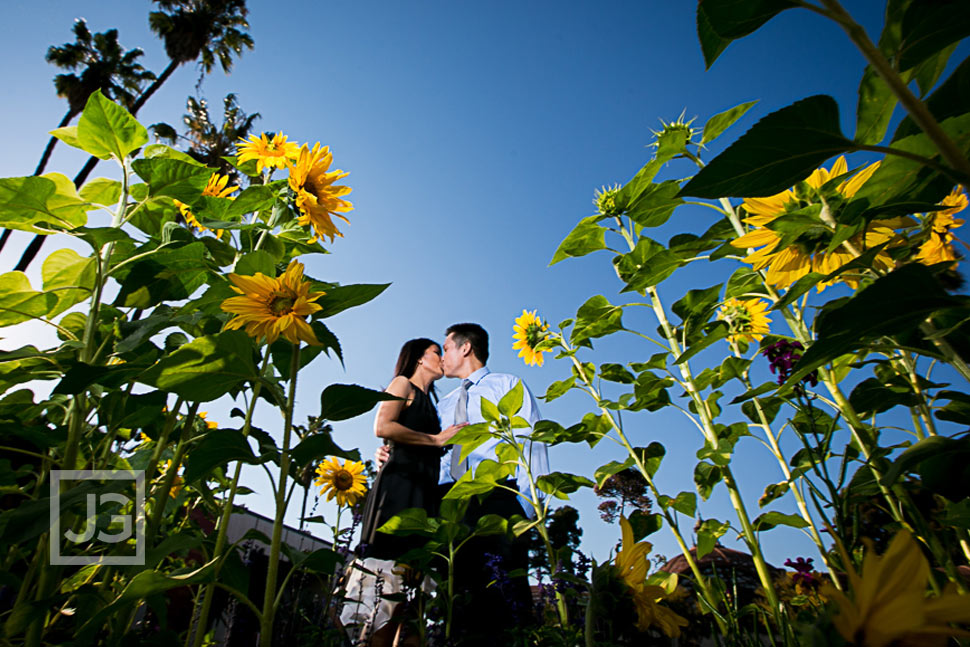 Engagement Photo in Balboa Park Flowers