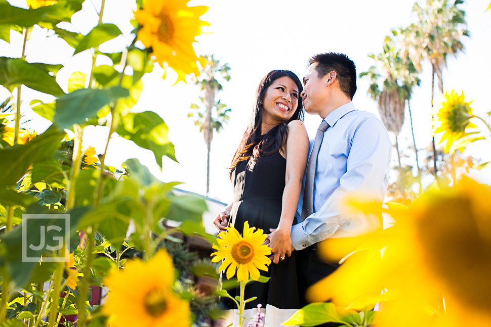 Engagement Photo in Balboa Park Flowers