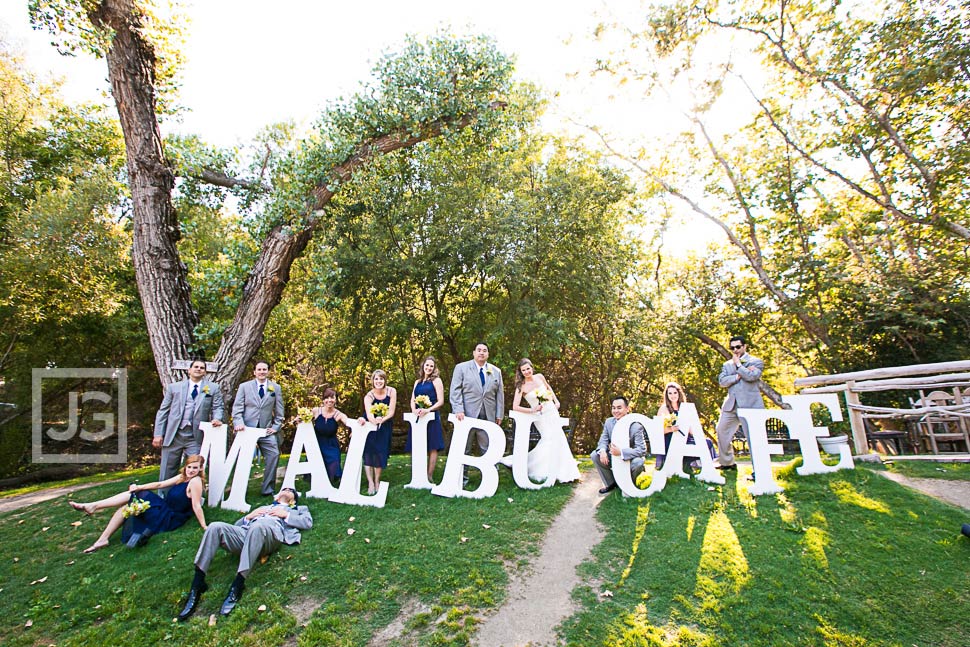 Bridal Wedding Party at Calamigos Ranch Mailbu Cafe