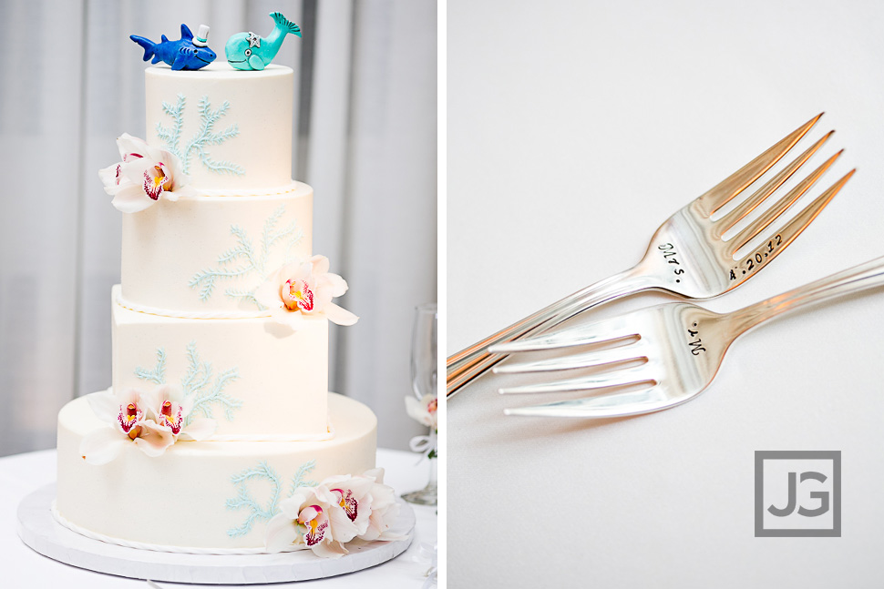 Hotel Casa del Mar Wedding Reception Cake Cutting