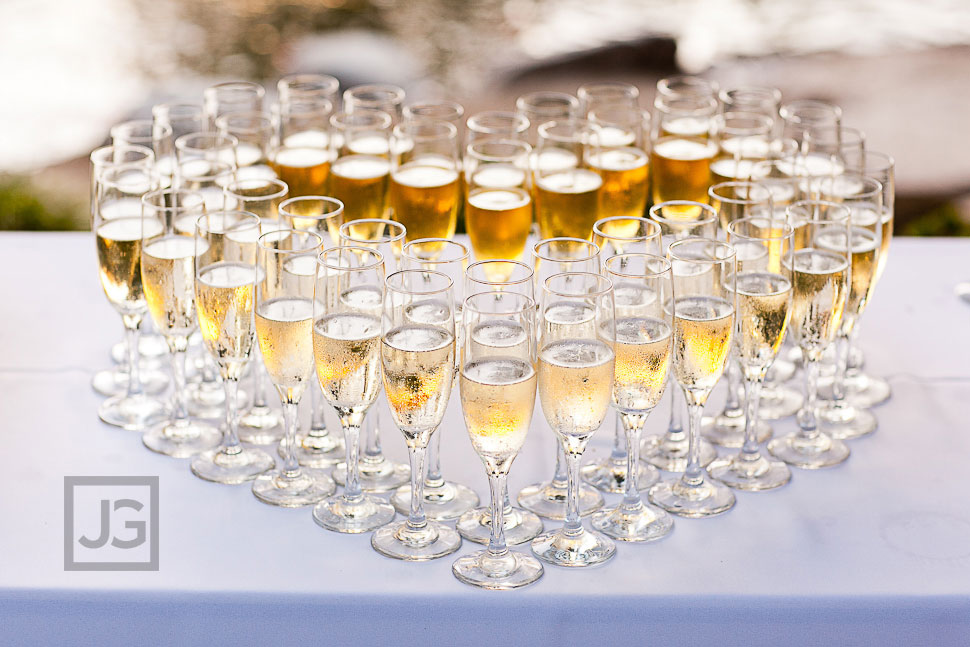 CSULB Japanese Gardens Wedding Reception Champagne Glasses