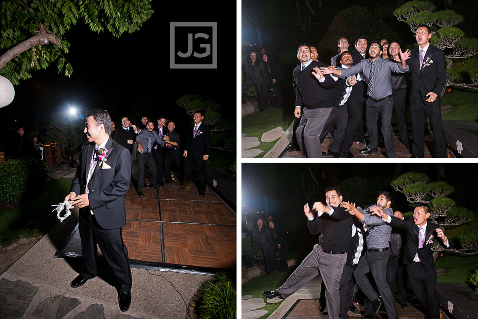 CSULB Japanese Gardens Wedding Reception Garter Toss