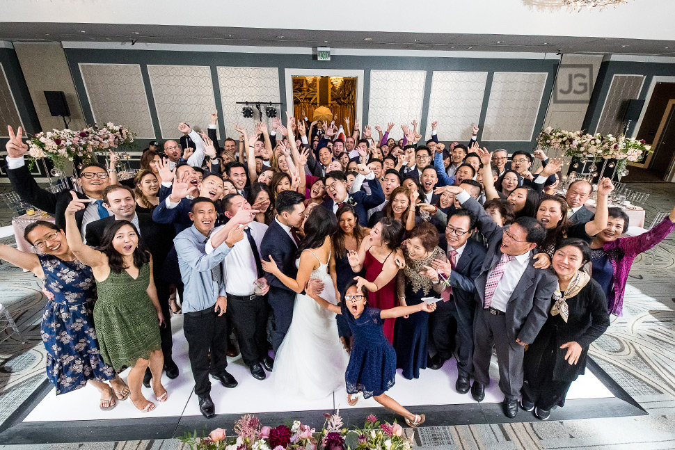 Large group photo on the dance floor at the City Club