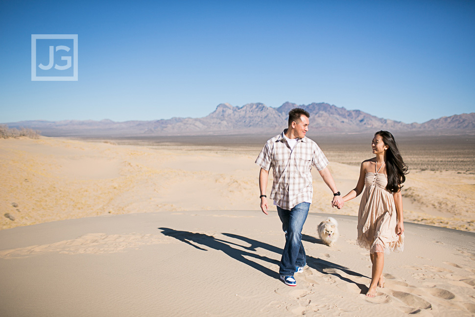 Engagement Photos in the Desert with their Dog