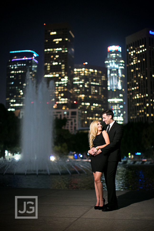 Downtown Los Angeles Engagement Photography at Night