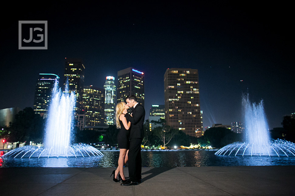 Downtown Los Angeles Engagement Photography at Night