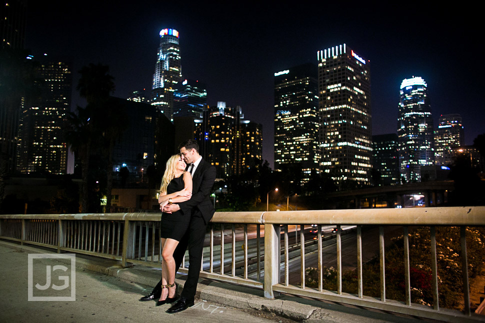 Downtown Los Angeles Engagement Photos at Night