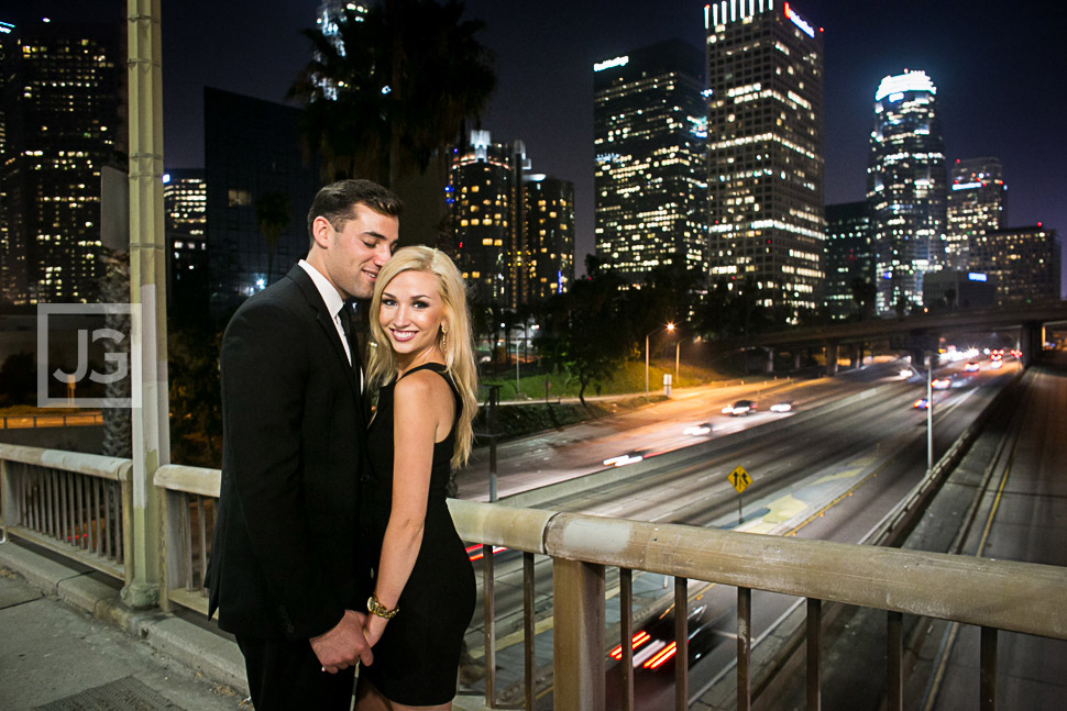 Downtown Los Angeles Engagement Photography at Night