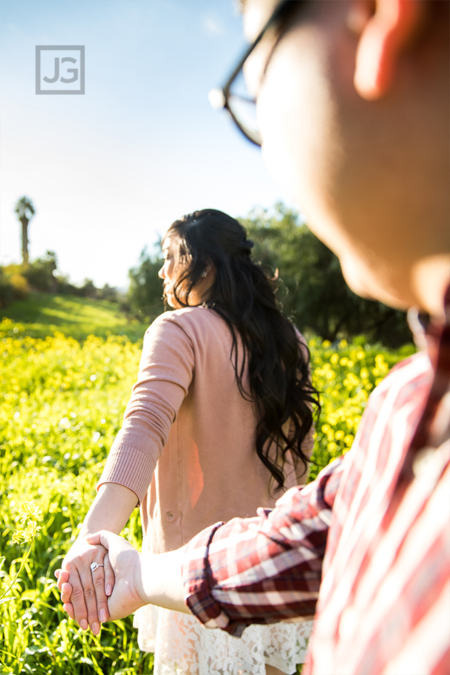 hand in hand engagement photo