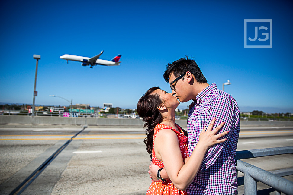  LAX Engagement Photography with plane