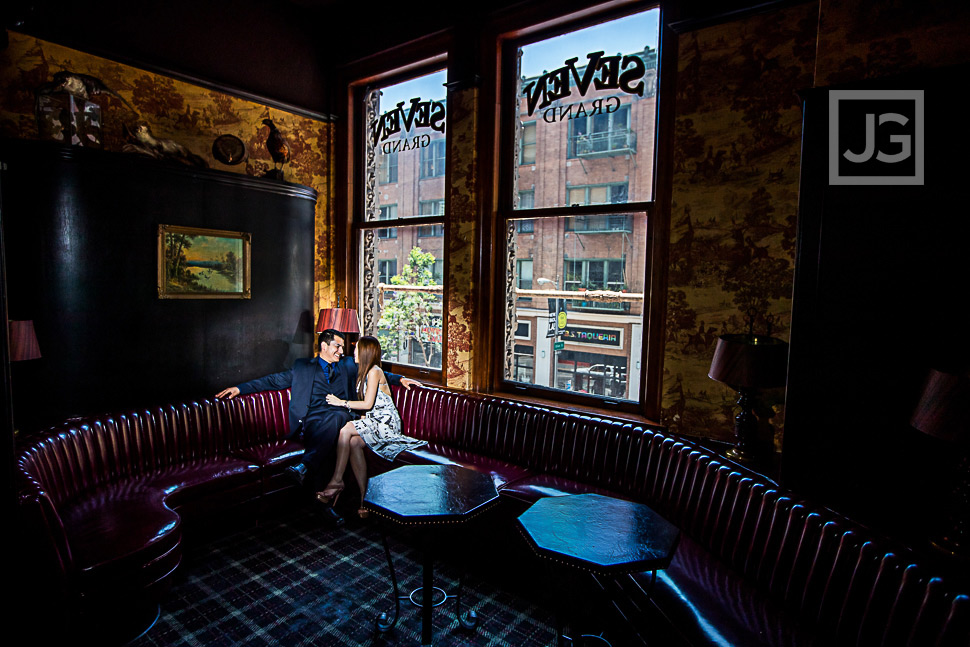 Engagement Photo in a DTLA Bar 