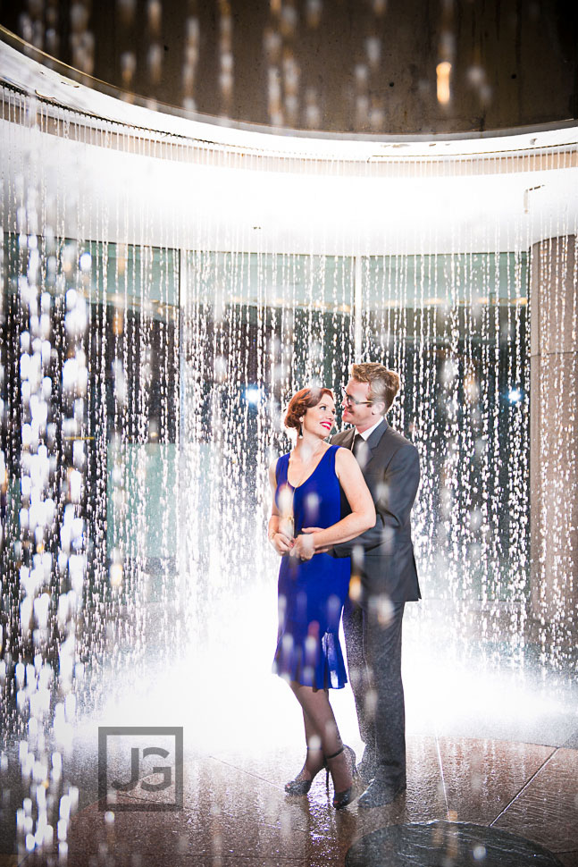 Falling Water Fountain Engagement Photography
