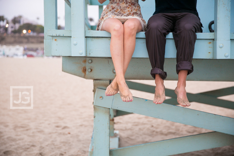 Beach Engagement Photos Lifeguard Tower