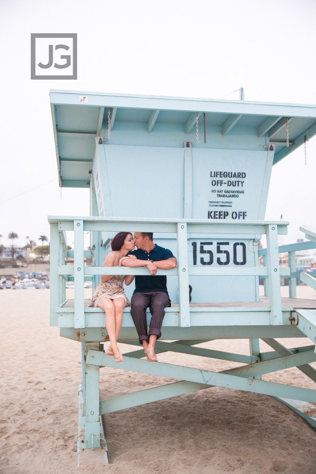 Beach Engagement Photos Lifeguard Tower