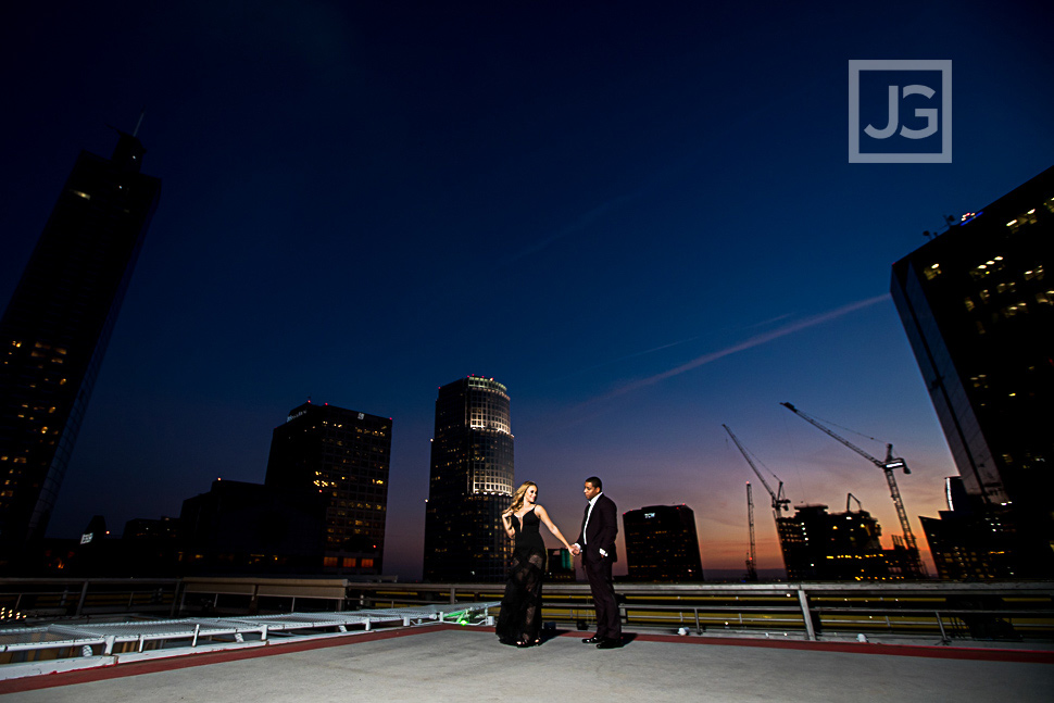 Los Angeles Rooftop Engagement Photo