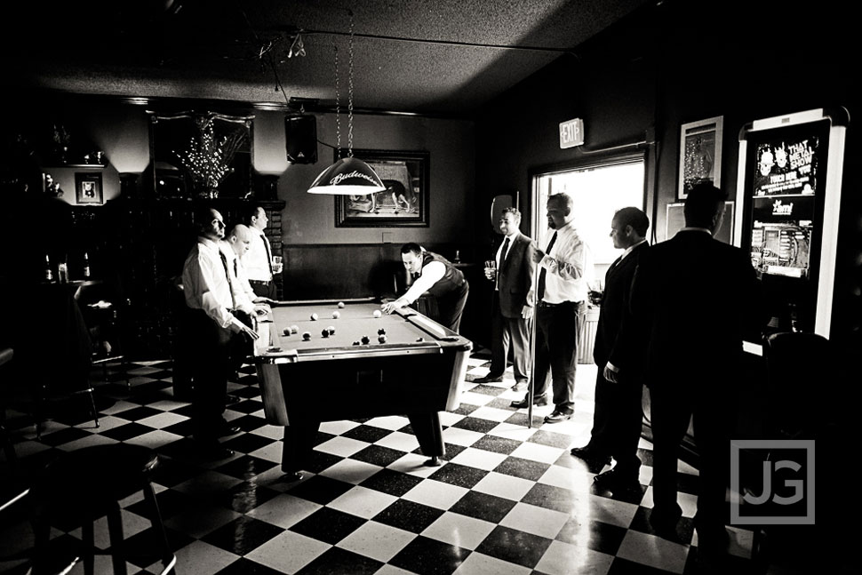 Groom Preparation at a pub bar