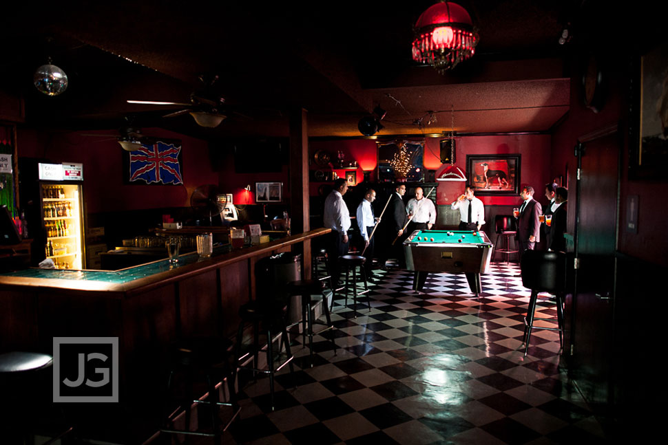 Groom Preparation at a pub bar