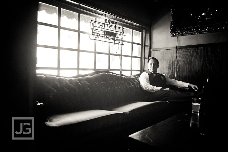 Groom Preparation at a pub bar