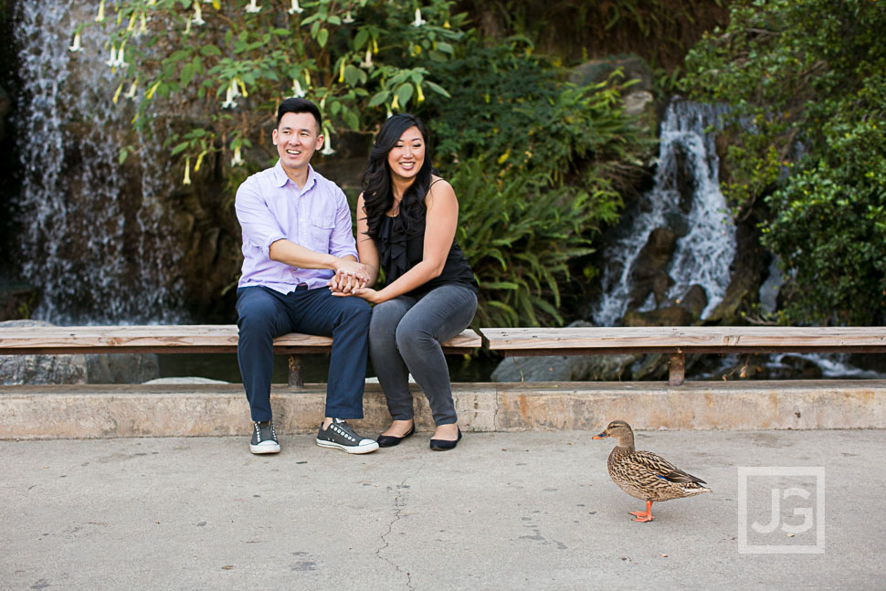 LA Arboretum Engagement Photo with duck