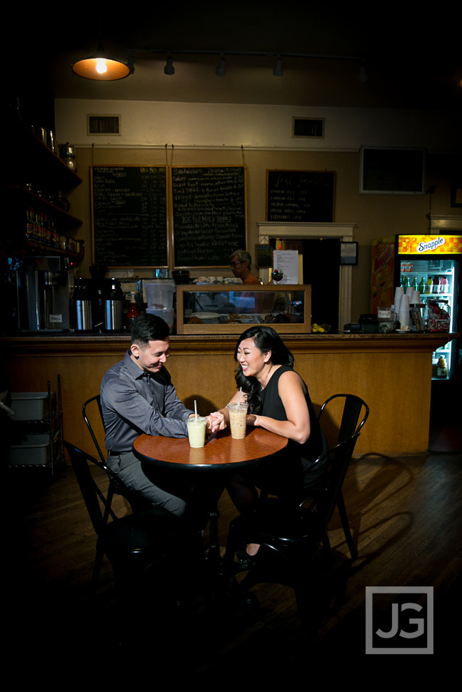 South Pasadena Engagement Photos Coffee Shop