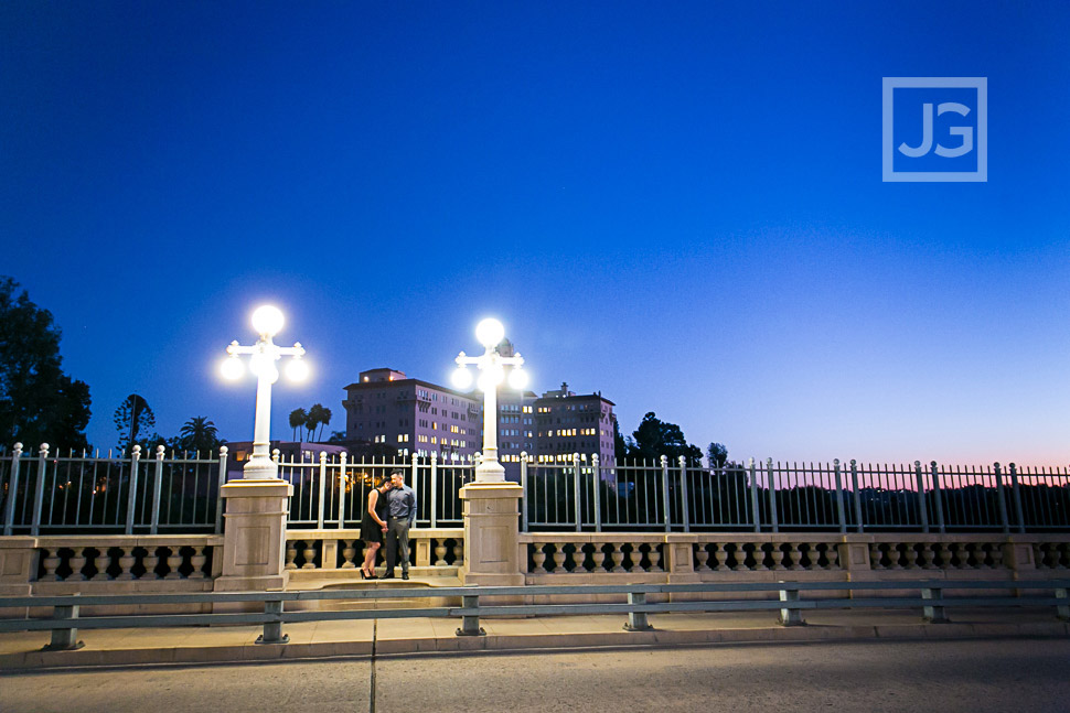 Colorado Street Bridge Engagement Photo in Pasadena