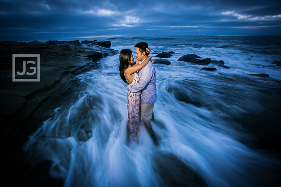 Water Streaking Engagement Photography
