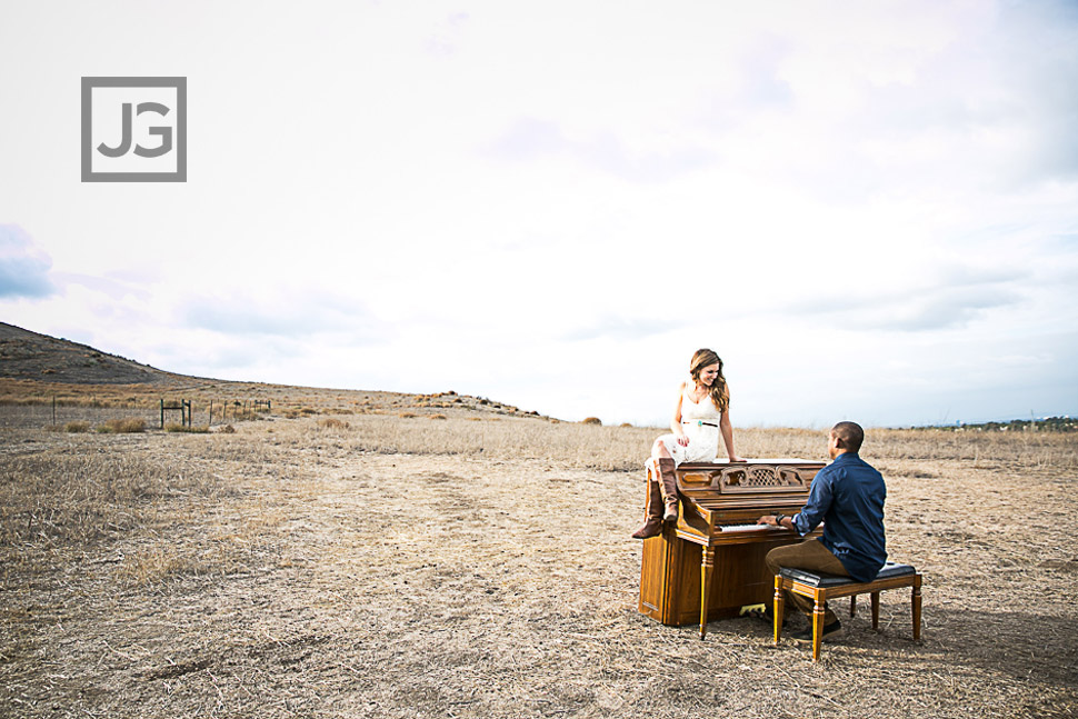 Out in a field with a piano