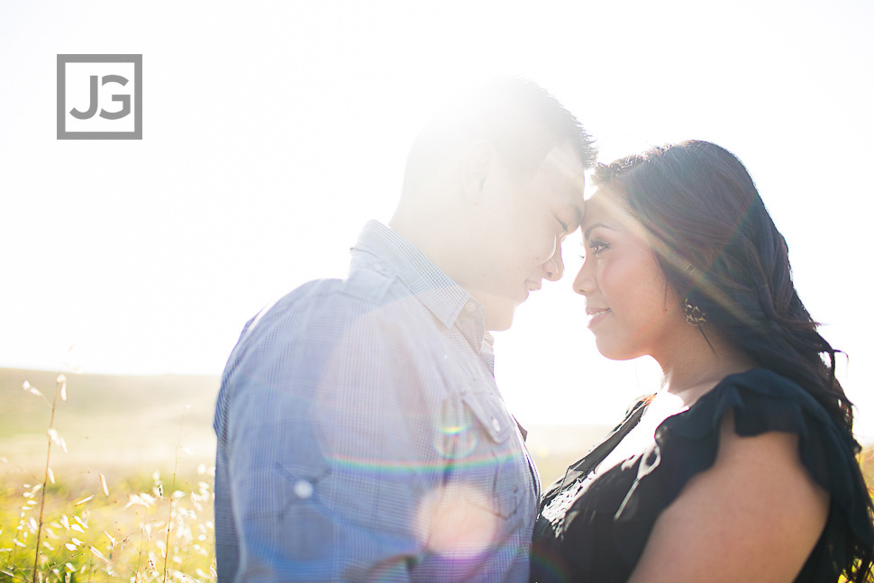 Irvine Engagement Photos in a Field