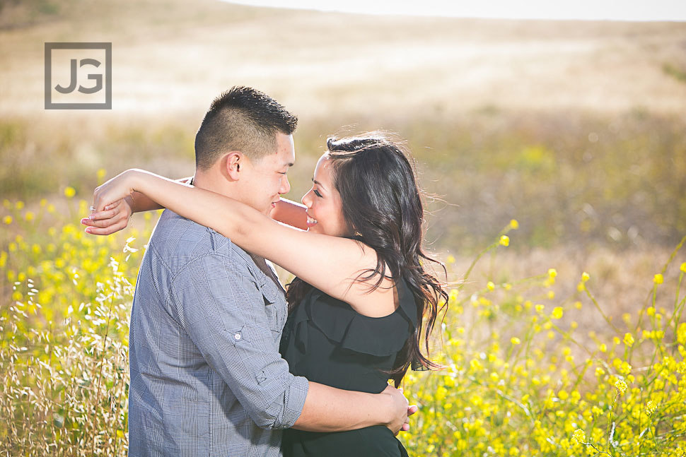 Irvine Engagement Photos in a Field
