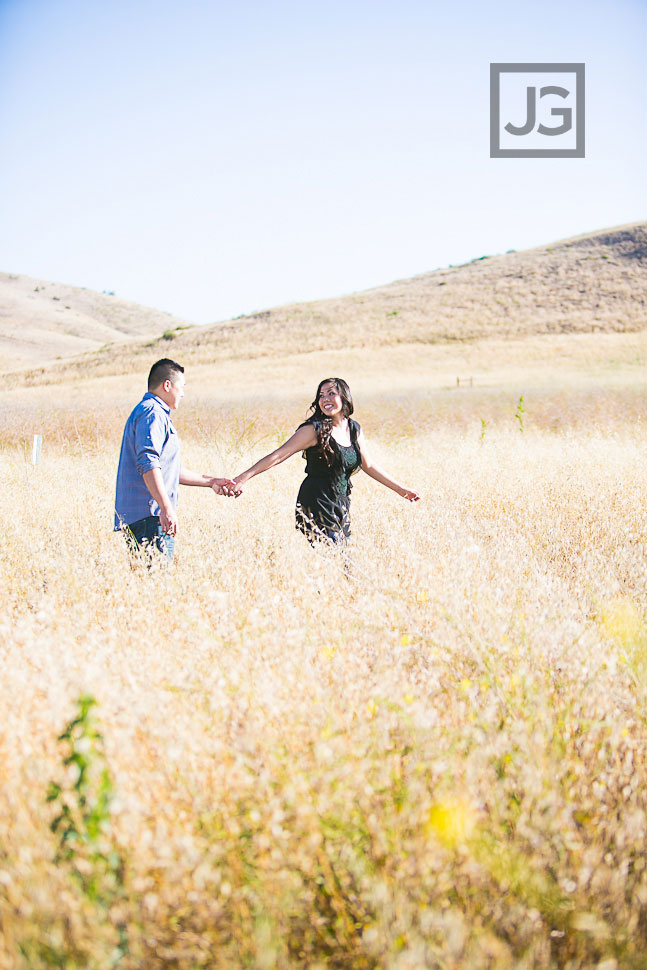 Irvine Engagement Photos in a Field