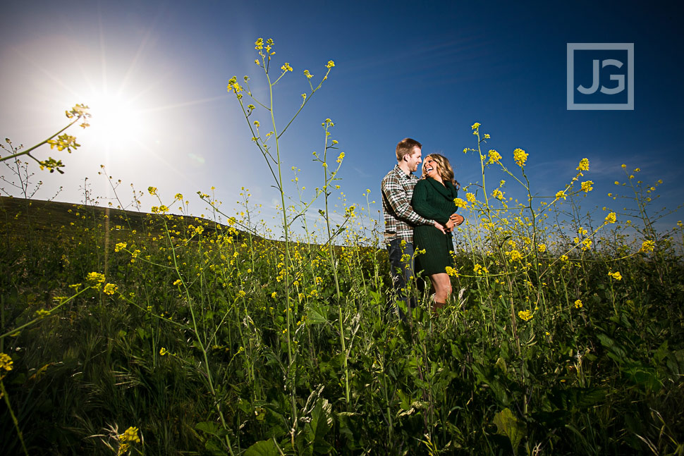 Irvine Yellow Flower Field Engagement Photos