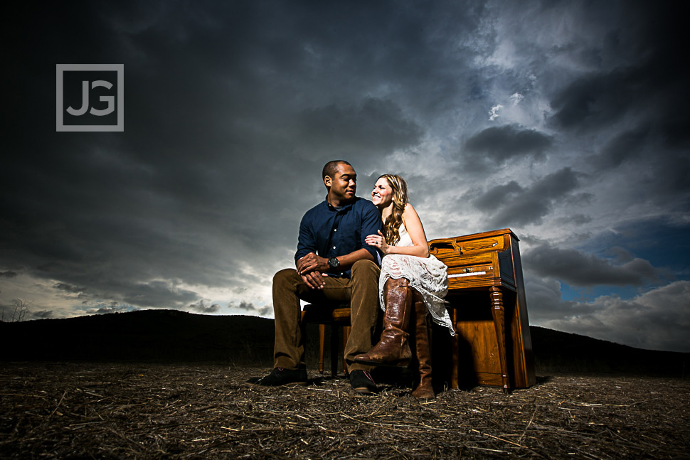 Engagement Photo in a Field in Irvine