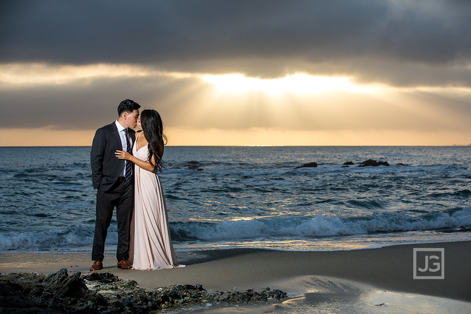 Engagement Photography Laguna Beach with Sun Streaks