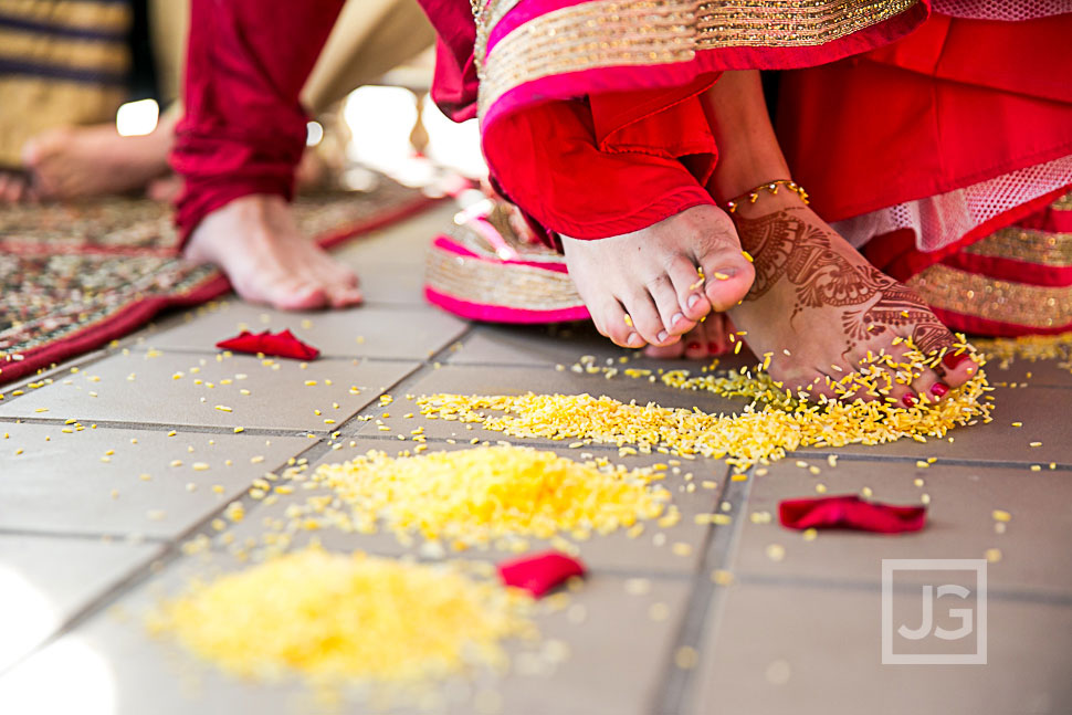 Indian Ceremony Rice on the the ground