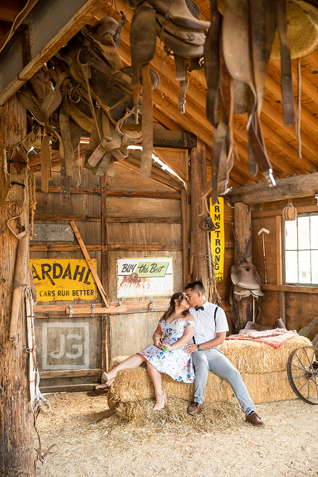 barn and hay bale engagement photography