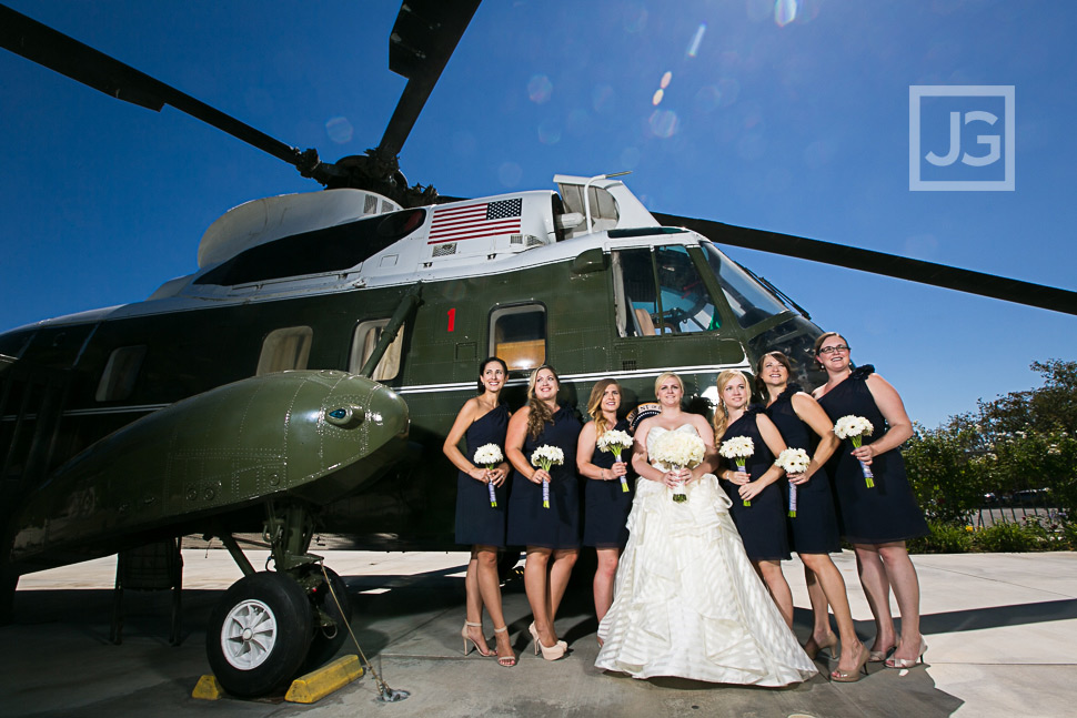 Nixon Library Wedding Photo with Helicopter