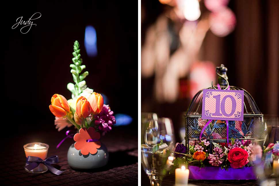 Their centerpieces were these really cute birdcage filled with flowers