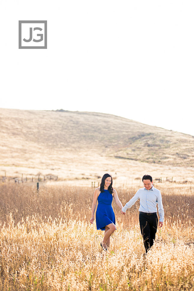 Yellow Grass Field Engagement Photos