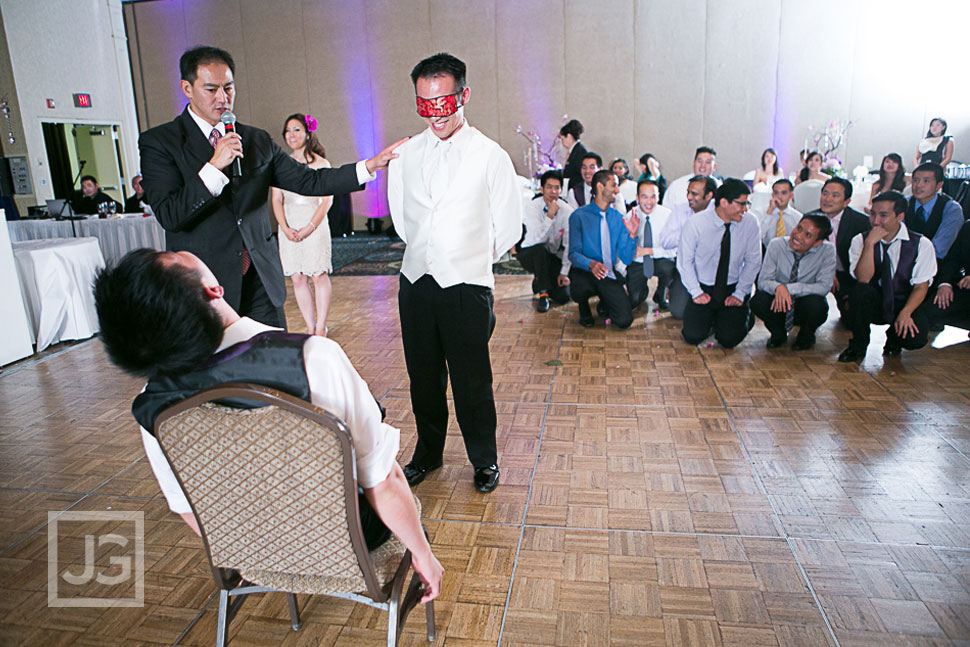 Garter Toss with one of the Groomsmen!