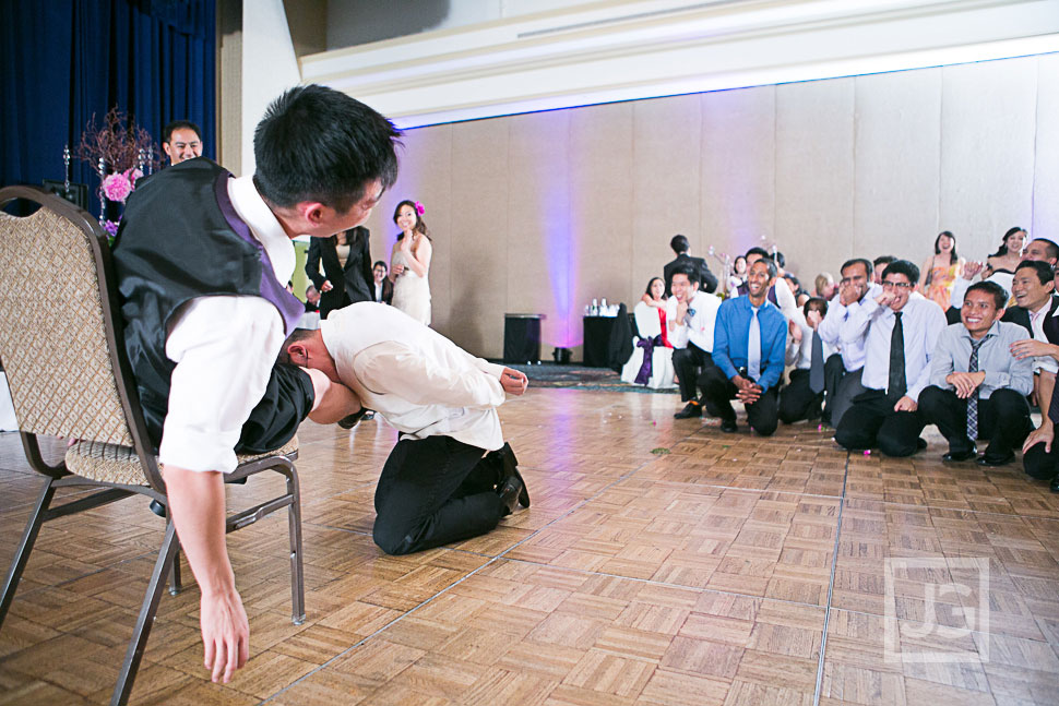 Garter Toss with one of the Groomsmen!