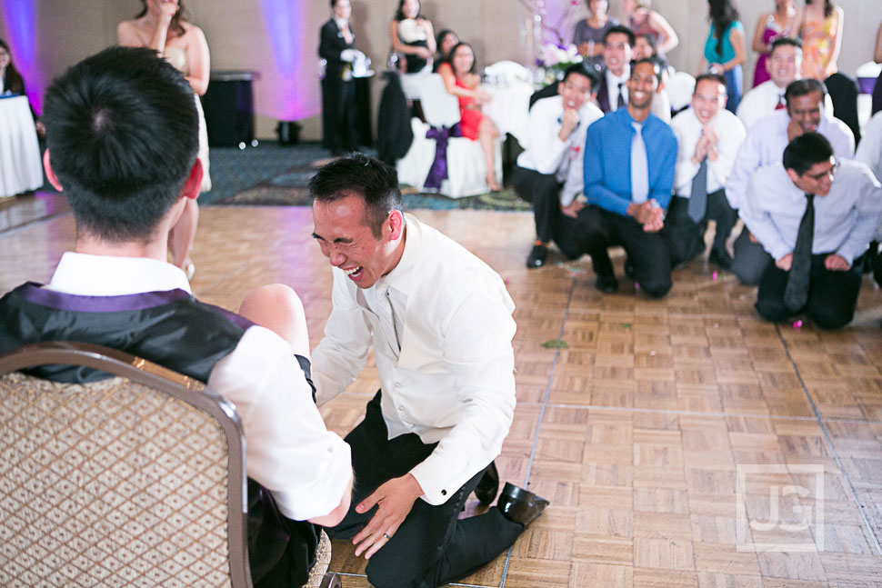 Garter Toss with one of the Groomsmen!