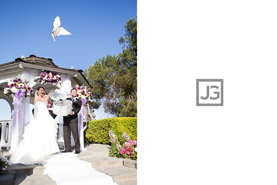 Pacific Palms Wedding Ceremony Doves